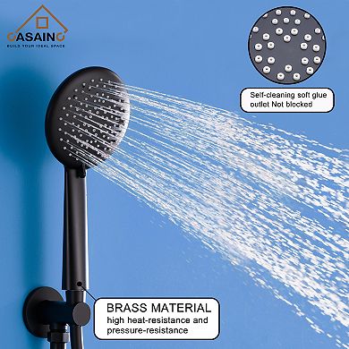 Casainc 9.5inch Round Wall-mounted Shower Faucet System With 3 Function