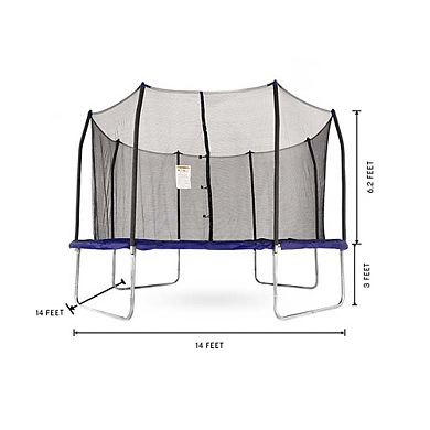 Skywalker Trampolines 14 Ft Square Trampoline With Safety Net Enclosure, Blue, Astm Approval