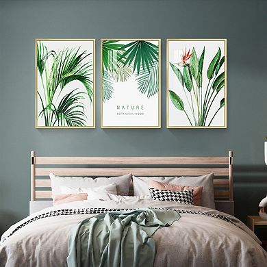 Full House 3 Panels Framed Canvas Wall Artoil Paintings Nature Botanical Mood 1 For Bedroom Office