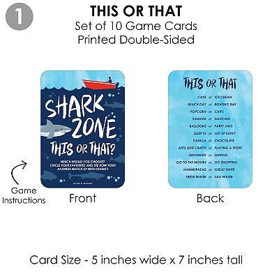 Big Dot Of Happiness Shark Zone 4 Birthday Party Games - 10 Cards Each - Gamerific Bundle