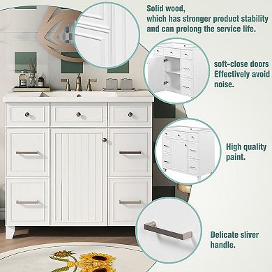 Merax Bathroom Vanity Cabinet With Sink Top Combo Set