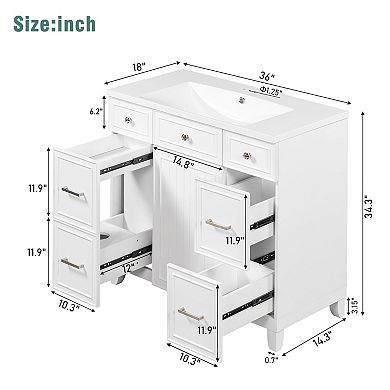 Merax Bathroom Vanity Cabinet With Sink Top Combo Set