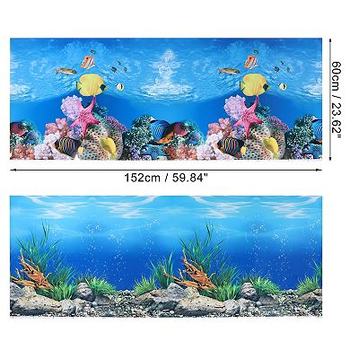 Aquarium Background Poster Double-sided Fish Tank Background Decorative Paper Sticker 59.84"x23.62"