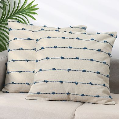 2 Pcs Cushion Farmhouse Decorative Throw Pillow Covers Neutral Pillowcases Home Decor 18" X 18"