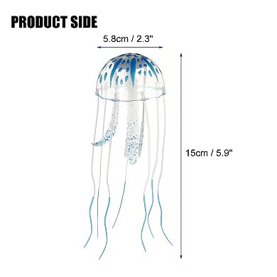 Aquarium Jellyfish Glow Decor Fish Tank Fluorescent Jellyfish Ornaments 2.3"x5.9" With Suction Cup