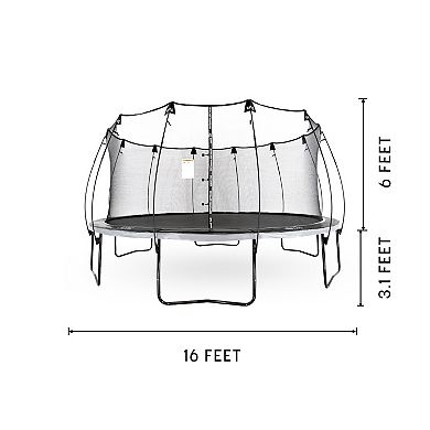 Skywalker Trampolines 16 Ft Round Outdoor Trampoline For Kids With Safety Net Enclosure, Black/gray