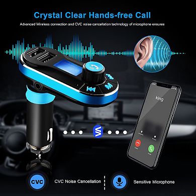 Car Wireless Fm Transmitter - Dual Usb Charger - Hands-free Call, Mp3 Player, Aux-in, Led Display
