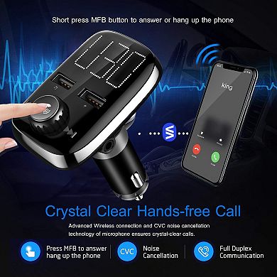 Car Wireless Fm Transmitter - Dual Usb Charger - Hands-free Call, Mp3 Player Kit, Aux Input