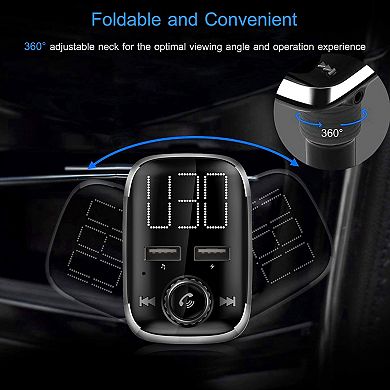 Car Wireless Fm Transmitter - Dual Usb Charger - Hands-free Call, Mp3 Player Kit, Aux Input