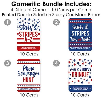 Big Dot Of Happiness Stars & Stripes 4 Patriotic Party Games - 10 Cards Each Gamerific Bundle