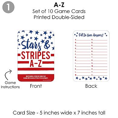 Big Dot Of Happiness Stars & Stripes 4 Patriotic Party Games - 10 Cards Each Gamerific Bundle