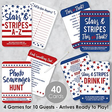 Big Dot Of Happiness Stars & Stripes 4 Patriotic Party Games - 10 Cards Each Gamerific Bundle