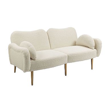 F.c Design Mid Century Modern Velvet Love Seats Sofa With 2 Pillows, Loveseat Armrest - Coolmore