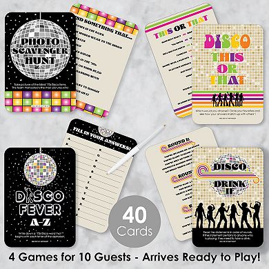 Big Dot Of Happiness 70’s Disco - 4 1970s Party Games - 10 Cards Each - Gamerific Bundle