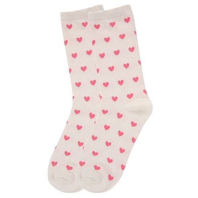 Women's Allover Heart Print Cashmere Blend Crew Sock