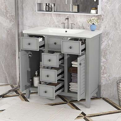 Merax 36" Bathroom Vanity With Ceramic Basin