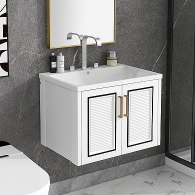 Merax 24" Wall Mounted Bathroom Vanity With Ceramic Basin
