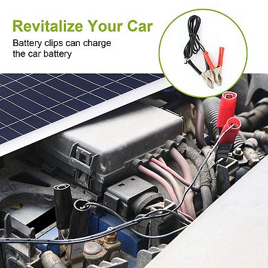 Solar Panel Car Battery Charger - 12v 25w - Ip68 Waterproof, 3.0a Dual Usb Charging Clip Line