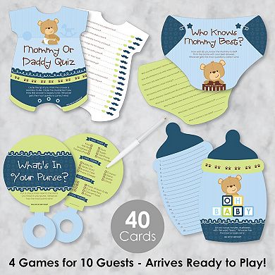 Big Dot Of Happiness Baby Boy Teddy Bear 4 Baby Shower Games - 10 Cards Each Gamerific Bundle