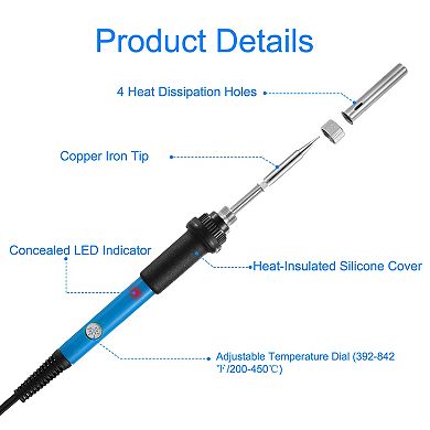 Adjustable Temperature Soldering Iron - 110v 60w - Pcb Welding, 5 Different Tips