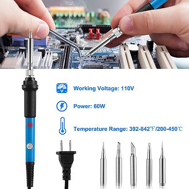 Adjustable Temperature Soldering Iron - 110v 60w - Pcb Welding, 5 Different Tips