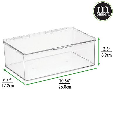mDesign 7.1" x 10.7" x 3.7" Plastic Kitchen/Fridge Storage Organizer Box with Hinge Lid, 8 Pack