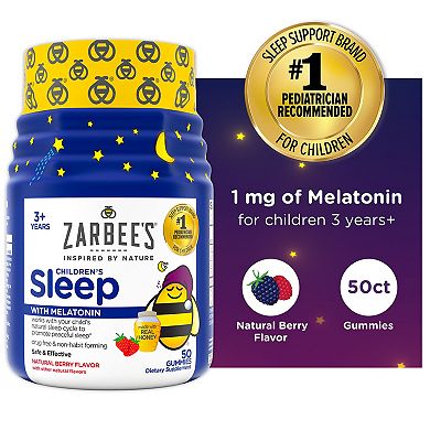 Zarbee's Children's Sleep Gummies with Melatonin - Natural Berry Flavor - 50 Count