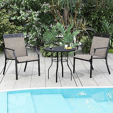Patio Chairs Set Of 2 With All Weather Breathable Fabric