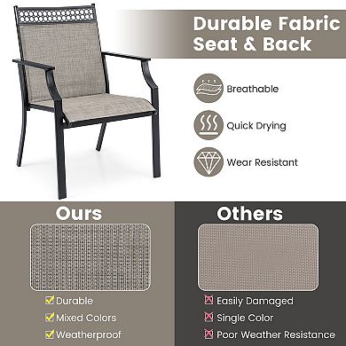 Patio Chairs Set Of 2 With All Weather Breathable Fabric