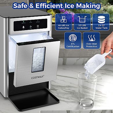 Countertop Nugget Ice Maker With Ice Scoop And Water Tray
