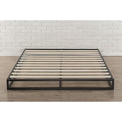 King Size 6-inch Low Profile Metal Platform Bed Frame With Wood Slat Mattress Foundation