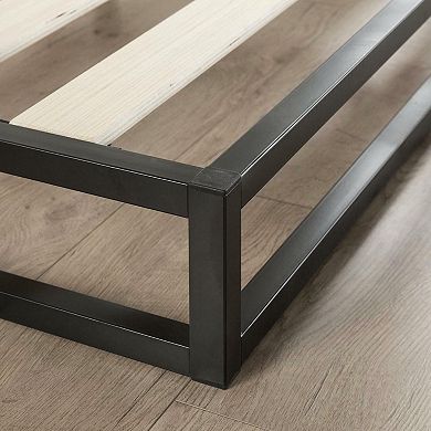 King Size 6-inch Low Profile Metal Platform Bed Frame With Wood Slat Mattress Foundation