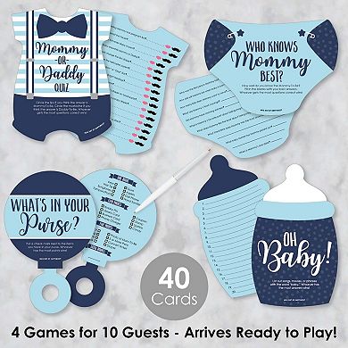 Big Dot Of Happiness Baby Boy - 4 Blue Baby Shower Games - 10 Cards Each - Gamerific Bundle