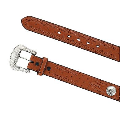 Rogers-whitley Men's Western Ostrich Embossed With Accents Belt