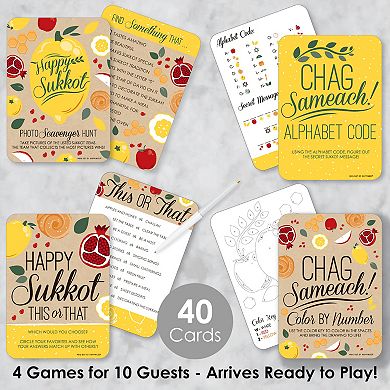Big Dot Of Happiness Sukkot - 4 Sukkah Holiday Games - 10 Cards Each - Gamerific Bundle