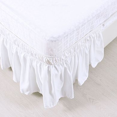Zippered Silky Satin Pillowcases Fitted Sheet Set With Bed Skirt Queen