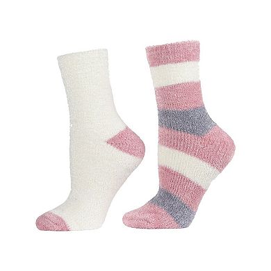 Chenille Striped/Solid Cozy Crew 2 Pair Pack