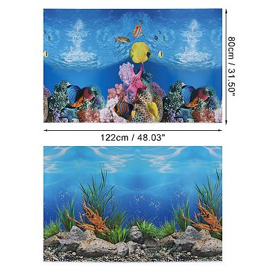 Aquarium Background Poster Double-sided Fish Tank Background Decorative Paper Sticker 48.03"x31.50"