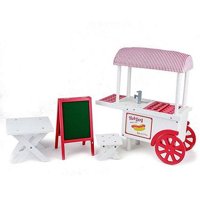 20 Piece Hot Dog Cart With Accessories Doll Furniture Playset