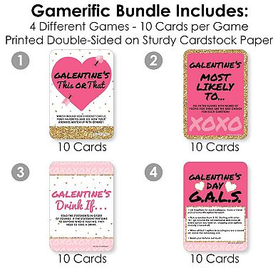 Big Dot Of Happiness Be My Galentine - 4 Valentine Party Games 10 Cards Each Gamerific Bundle
