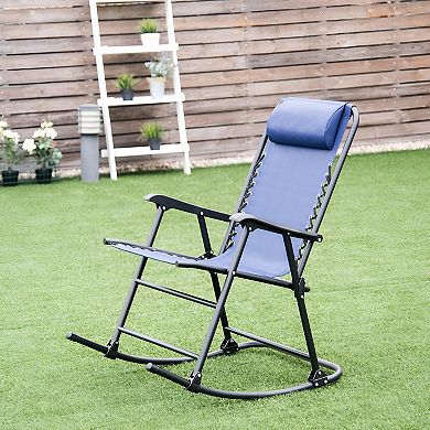 Outdoor Patio Headrest Folding Zero Gravity Rocking Chair