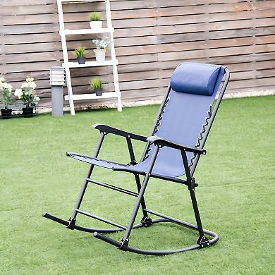 Outdoor Patio Headrest Folding Zero Gravity Rocking Chair