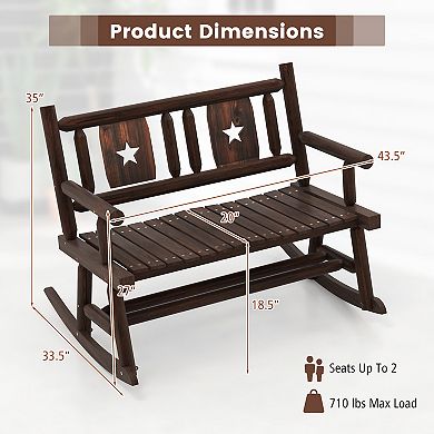 Patio Rocking Bench Double Rocker Chair With Ergonomic Seat 2-person Loveseat