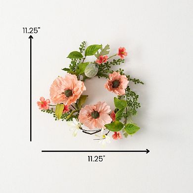 Sullivan's Artificial Peachy Poppy Mini Wreath