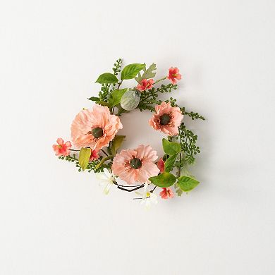 Sullivan's Artificial Peachy Poppy Mini Wreath