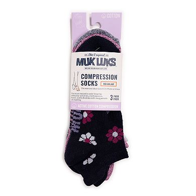 Women's MUK LUKS 3-pack Compression Ankle Socks
