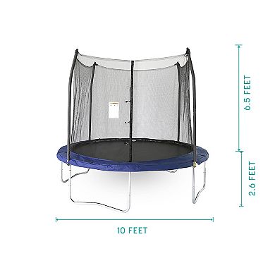 Skywalker Trampolines 10 Ft Round Outdoor Trampoline With Safety Enclosure Net, Blue