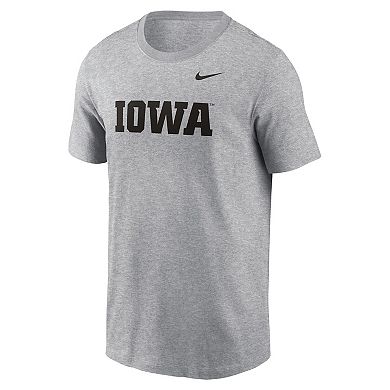 Men's Nike Heather Gray Iowa Hawkeyes Primetime Evergreen Wordmark T-Shirt