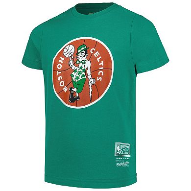 Youth Mitchell & Ness Kelly Green Boston Celtics Hardwood Classics Retro Logo T-Shirt