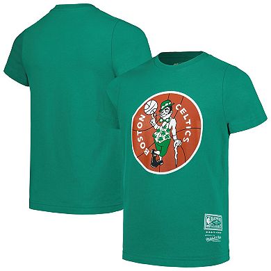 Youth Mitchell & Ness Kelly Green Boston Celtics Hardwood Classics Retro Logo T-Shirt